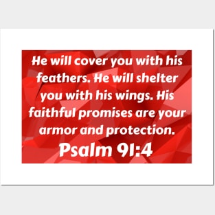 Bible Verse Psalm 91:4 Posters and Art